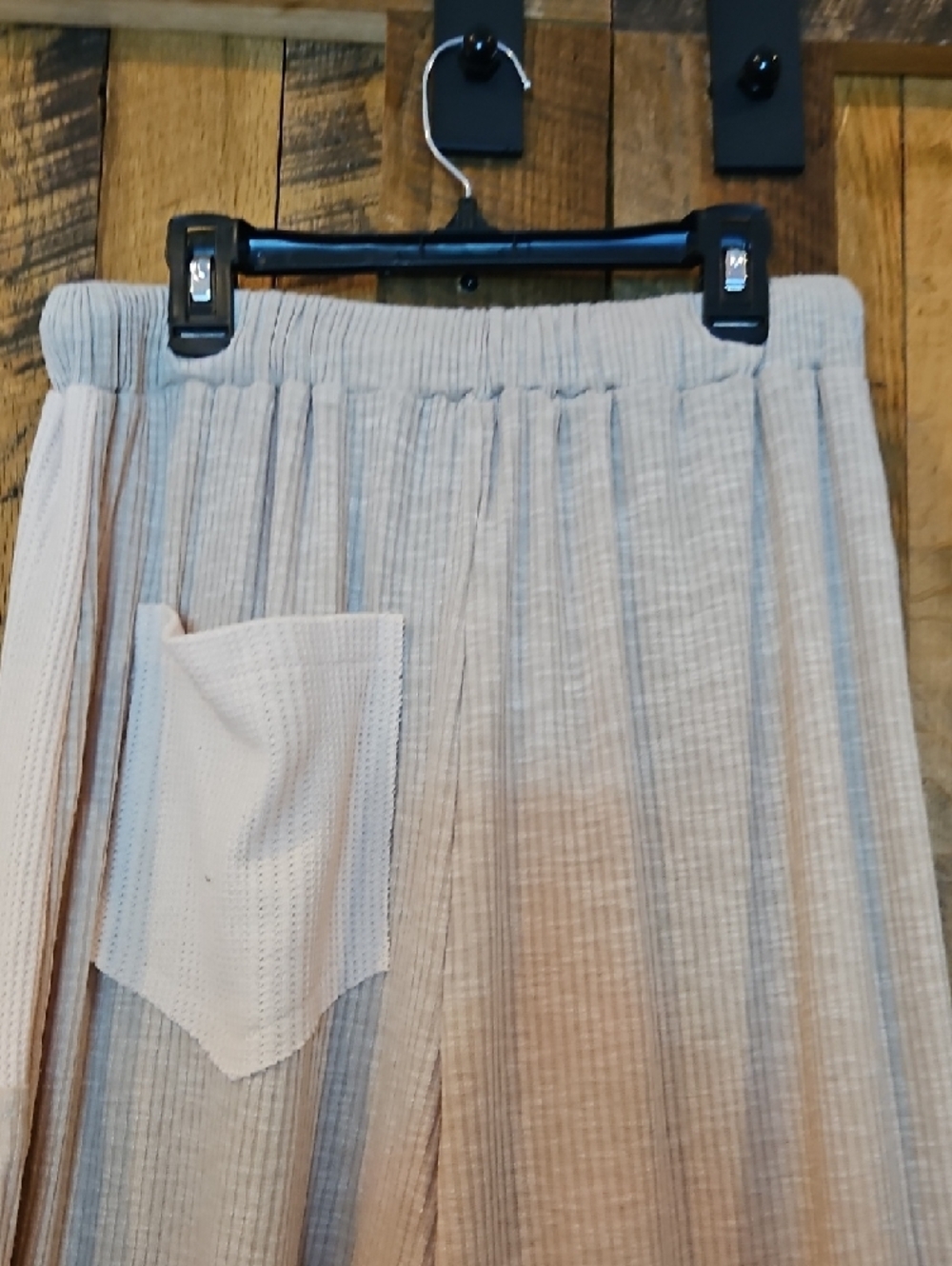 374 POL Waffle Patchwork Joggers in Pink And Taupe - Picture 9 of 14